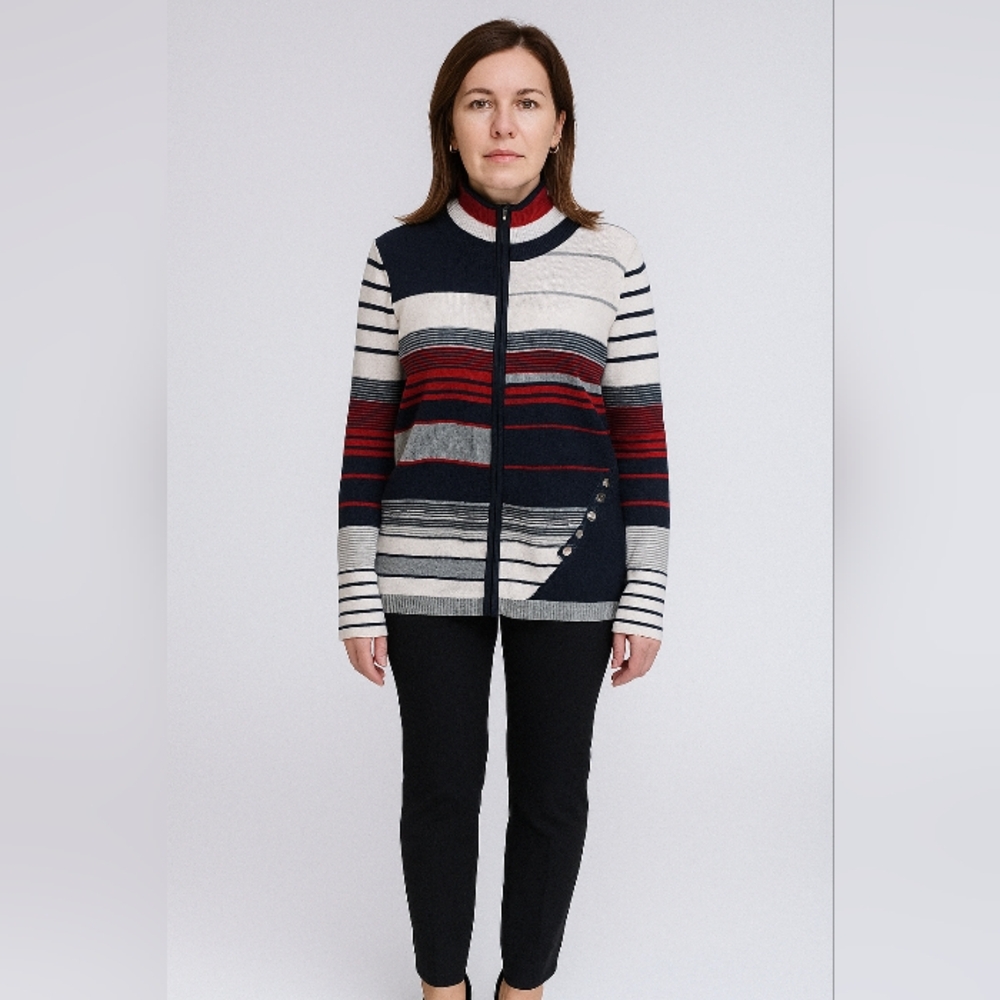 🎈Striped Women's Sweater - Navy, Red, and White medium